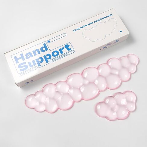 Ergonomic Gel Cloud Keyboard and Mouse Wrist Rest Set – Clear Wrist Rest for Keyboard 60%/68%/75%, Comfort & Support for Typing and Gaming (Light Pink) in Kuwait