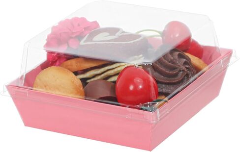 60Pack Bakery Boxes 4x4x2.5 Inches Charcuterie Boxes with Clear Lids Chocolate Covered Strawberries Boxes Mini Cake Boxes Treat Boxes Macaron Chocolate Truffle Boxes Party Wedding Favor in Saudi Arabia