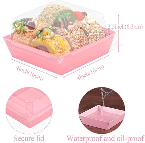60Pack Bakery Boxes 4x4x2.5 Inches Charcuterie Boxes with Clear Lids Chocolate Covered Strawberries Boxes Mini Cake Boxes Treat Boxes Macaron Chocolate Truffle Boxes Party Wedding Favor in Saudi Arabia