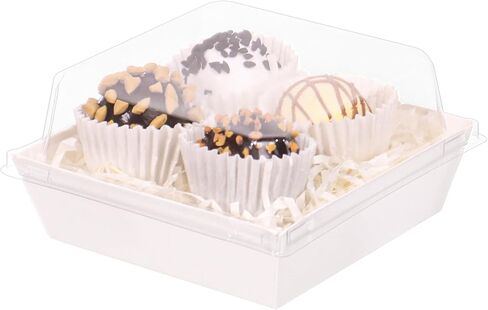 60Pack Bakery Boxes 4x4x2.5 Inches Charcuterie Boxes with Clear Lids Chocolate Covered Strawberries Boxes Mini Cake Boxes Treat Boxes Macaron Chocolate Truffle Boxes Party Wedding Favor in Saudi Arabia