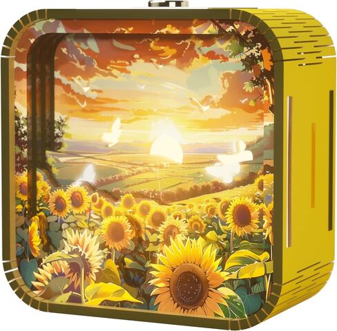 3D Wooden Puzzle Night Light,DIY 3D Puzzles for Adults with Touch Night Light, New Year Gifts, Birthday Gifts for Teen, Desk Decor for DIY Puzzle Lovers, Men and Women (Sunflower) in Saudi Arabia
