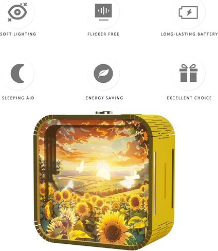 3D Wooden Puzzle Night Light,DIY 3D Puzzles for Adults with Touch Night Light, New Year Gifts, Birthday Gifts for Teen, Desk Decor for DIY Puzzle Lovers, Men and Women (Sunflower) in Saudi Arabia