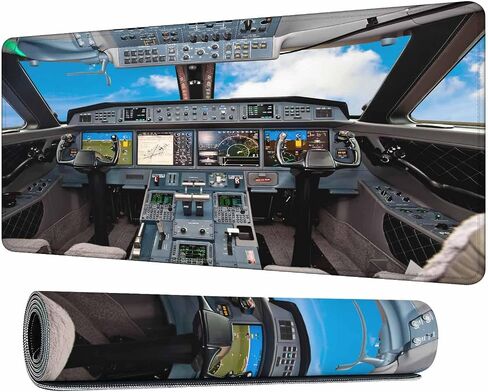 Aircraft Cockpit Full Desk Mouse Pad Modern Airplane Controls Large Gaming Mousepad for Keyboard PC.Home,Office 35.4"X15.7" in Saudi Arabia