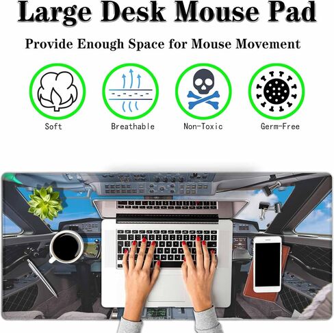 Aircraft Cockpit Full Desk Mouse Pad Modern Airplane Controls Large Gaming Mousepad for Keyboard PC.Home,Office 35.4"X15.7" in Saudi Arabia