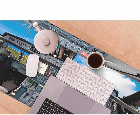Aircraft Cockpit Full Desk Mouse Pad Modern Airplane Controls Large Gaming Mousepad for Keyboard PC.Home,Office 35.4"X15.7" in Saudi Arabia