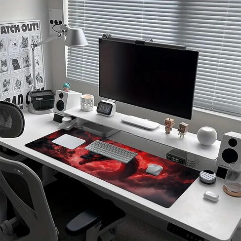 Large Mouse Pad Red Black Dragon Gaming Mousepad Desk Pad Mat for Keyboard and Mouse, Large Non-Slip Rubber Base Mousepad Desk Mat with Stitched Edges for Gaming Office, 31.5 x 11.8 in in Kuwait