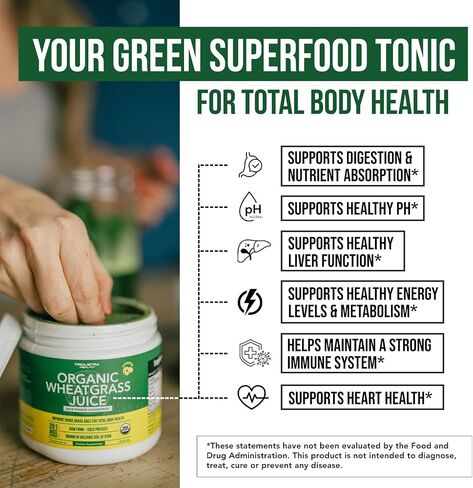Organic Barley Grass Juice Powder - Grown in Volcanic Soil of Utah - Raw & BioActive Form, Cold-Pressed then CO2 Dried – Gluten Free, GMO free, Vegan - Complements Wheatgrass Juice Powder - 5.3 oz in Kuwait