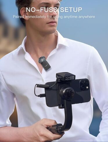 FIFINE Wireless Lavalier Microphone System, Lapel Dual Microphones Clip-on for Video Recording, Vlog, Interview, Podcast Mic Kit Compatible for iPhone, Camera, Smartphone, 30H Battery Life-M9 White in Saudi Arabia