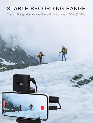 FIFINE Wireless Lavalier Microphone System, Lapel Dual Microphones Clip-on for Video Recording, Vlog, Interview, Podcast Mic Kit Compatible for iPhone, Camera, Smartphone, 30H Battery Life-M9 White in Saudi Arabia