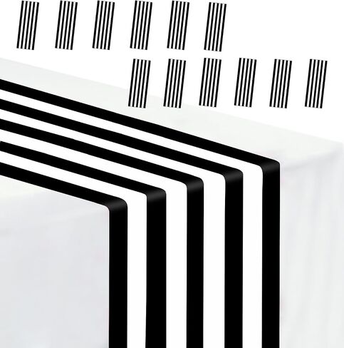 3 Pcs Stripe Table Runner Plastic 14 x 108 Black and White Stripe Table Runner for Wedding Birthday Baby Shower Party Disposable Table Runner in Saudi Arabia