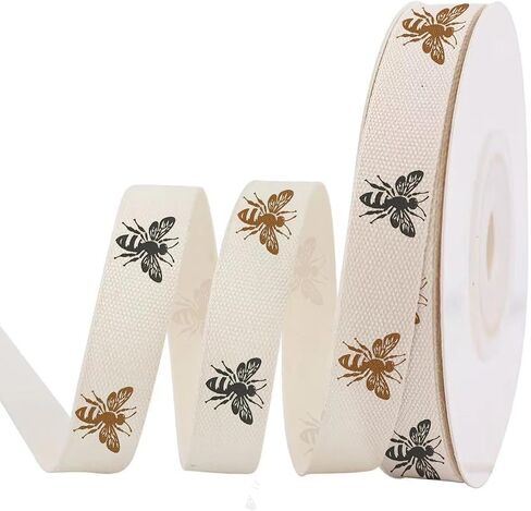 Bee Cotton Ribbon, 10 Yards Cream White Ivory Cotton Ribbons Soft Natural Webbing Tape Roll Fabric Ribbon for Home Décor Gift Wrapping DIY Crafts Birthday Wedding in Saudi Arabia