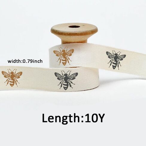 Bee Cotton Ribbon, 10 Yards Cream White Ivory Cotton Ribbons Soft Natural Webbing Tape Roll Fabric Ribbon for Home Décor Gift Wrapping DIY Crafts Birthday Wedding in Saudi Arabia
