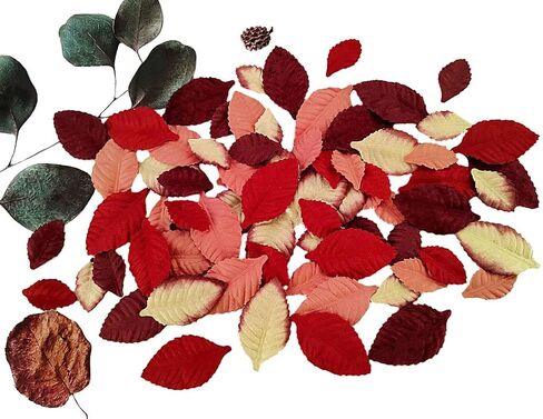 Leaves Roses Flower Mulberry Paper Crafts Leaves Artificial Flowers Leaf Cut Out Paper for Scrapbooking Wedding Doll House Supplies Card. (White) in Kuwait