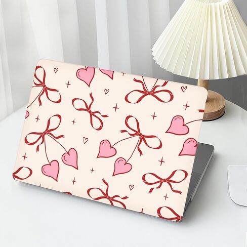 Compatible with MacBook Pro 13 Inch Case M2 2023,2022,2021-2016 A2338 M1 A2251 A2289 A2159 A1989 A1708 A1706, Cute Pink Heart Bow Plastic Plastic Hard Shell Case＋Transparent Keyboard Cover in Saudi Arabia