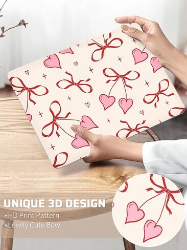 Compatible with MacBook Pro 13 Inch Case M2 2023,2022,2021-2016 A2338 M1 A2251 A2289 A2159 A1989 A1708 A1706, Cute Pink Heart Bow Plastic Plastic Hard Shell Case＋Transparent Keyboard Cover in Saudi Arabia