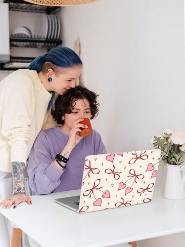 Compatible with MacBook Pro 13 Inch Case M2 2023,2022,2021-2016 A2338 M1 A2251 A2289 A2159 A1989 A1708 A1706, Cute Pink Heart Bow Plastic Plastic Hard Shell Case＋Transparent Keyboard Cover in Saudi Arabia