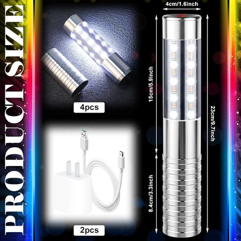 LED Strobe Baton Light Bottle Service Lights Bright Rechargeable Champagne Bottle Handheld Light Topper for Bar Nightclub Wedding Party Concert (2) in Saudi Arabia