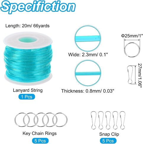 مجموعة سلسلة Patikil Lanyard ، PVC Glitters البلاستيك وضع الأسلاك الحبل ، الحرف اليدوية ، الأساور ، سلاسل المفاتيح ، الأزرق الساطع in Kuwait