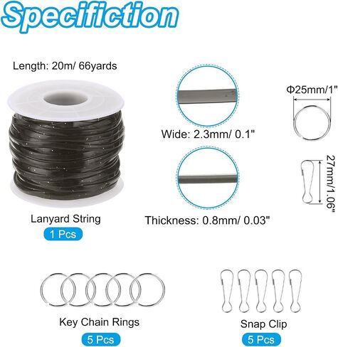 مجموعة سلسلة Patikil Lanyard ، PVC Glitters البلاستيك وضع الأسلاك الحبل ، الحرف اليدوية ، الأساور ، سلاسل المفاتيح ، الأزرق الساطع in Kuwait