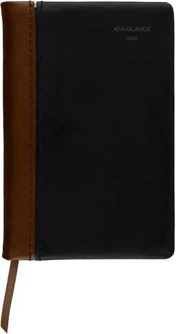 AT-A-GLANCE 2025 Fine Diary, Weekly & Monthly Diary, 2-3/4" x 4-1/4", Pocket Size, Black Brown (74010525) in Saudi Arabia