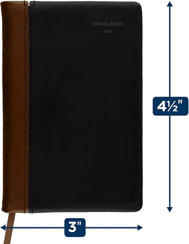 AT-A-GLANCE 2025 Fine Diary, Weekly & Monthly Diary, 2-3/4" x 4-1/4", Pocket Size, Black Brown (74010525) in Saudi Arabia