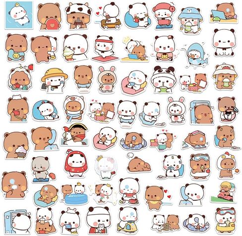 164 Pieces Bubu and Dudu Bears Scrapbook Stickers, Outdoor Hiking Travel Sticker for Scrapbooking Cute Decoration Decal for Phone Case Water Bottle Luggage Journaling Decorative (164 Pieces) in Kuwait