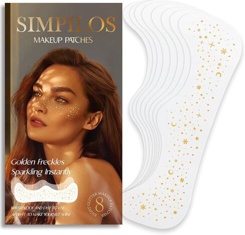 Glitter Freckles, Face Glitter for Kids Women Girls, Gold Glitter Makeup Speckles for Face, Singer Concerts Festival Holiday Rave Accessories - 8 Counts in Saudi Arabia