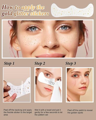 Glitter Freckles, Face Glitter for Kids Women Girls, Gold Glitter Makeup Speckles for Face, Singer Concerts Festival Holiday Rave Accessories - 8 Counts in Saudi Arabia