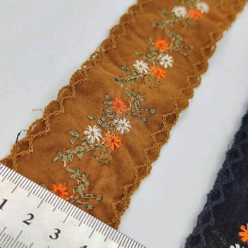 Embroidered Floral Lace Fabric, 4.5/5cm Wide, for Sewing, Dressmaking, Crafts,Lace Decorations, Party (Brown, 3 Yards) in Kuwait