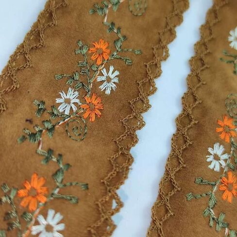 Embroidered Floral Lace Fabric, 4.5/5cm Wide, for Sewing, Dressmaking, Crafts,Lace Decorations, Party (Brown, 3 Yards) in Kuwait