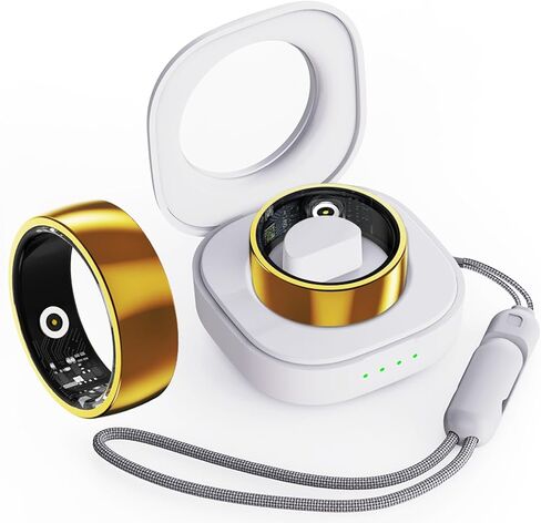 Smart Ring Heart Rate Monitor Fitness Ring Blood Pressure Sleep Tracker Fitness Tracker Pedometer Calories Step Counter Waterproof Smart Rings for Men Women with Charging Case in Kuwait