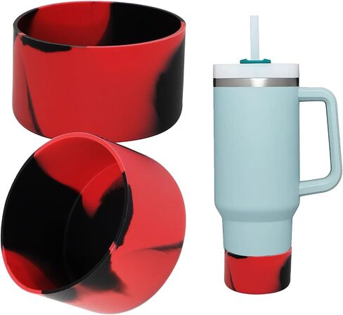 2-Pcs Silicone Bottle Boot With 4-Pcs Silicone Straw Covers, Bottom Protector Compatible With Stanley Quencher 30/40 oz Tumbler & Iceflow Water Bottle 20/30 oz with 4-Pcs Silicone Straw Covers in Saudi Arabia