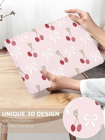 Compatible with MacBook Pro 13 Inch Case M2 2023,2022,2021-2016 A2338 M1 A2251 A2289 A2159 A1989 A1708 A1706, Cute Pink Heart Bow Plastic Plastic Hard Shell Case＋Transparent Keyboard Cover in Saudi Arabia