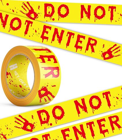 بكرة شريط تحذير بطول 164 قدمًا - عرض 3 بوصة لتغطية إضافية - مثالية لتزيين مسرح الجريمة في الأماكن المغلقة/الخارجية، وديكورات نوافذ الأبواب وإعداد حفلات الهالوين - H1 in Kuwait