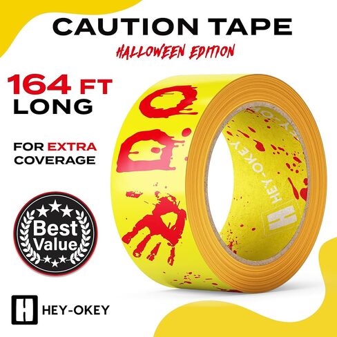 بكرة شريط تحذير بطول 164 قدمًا - عرض 3 بوصة لتغطية إضافية - مثالية لتزيين مسرح الجريمة في الأماكن المغلقة/الخارجية، وديكورات نوافذ الأبواب وإعداد حفلات الهالوين - H1 in Kuwait