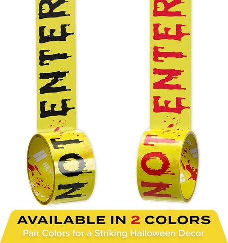 بكرة شريط تحذير بطول 164 قدمًا - عرض 3 بوصة لتغطية إضافية - مثالية لتزيين مسرح الجريمة في الأماكن المغلقة/الخارجية، وديكورات نوافذ الأبواب وإعداد حفلات الهالوين - H1 in Kuwait