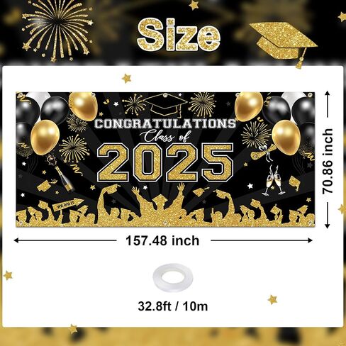 Avezano 2025 Graduation Garage Door Banner Congratulations Class of 2025 Garage Door Cover Backdrop Black Red Congrats Grad Party Decoration Background 6 x 13 ft (Black Red) in Saudi Arabia