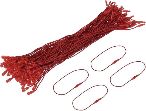 MECCANIXITY Polyester Rope Hang Tag String Snap Lock Pins Loop Price Tag Fastener Plastic Tags Ties 190mm/7.48 Inch Length,1mm/0.04 Inch Dia,Pack of 200,Red in Saudi Arabia
