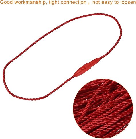 MECCANIXITY Polyester Rope Hang Tag String Snap Lock Pins Loop Price Tag Fastener Plastic Tags Ties 190mm/7.48 Inch Length,1mm/0.04 Inch Dia,Pack of 200,Red in Saudi Arabia