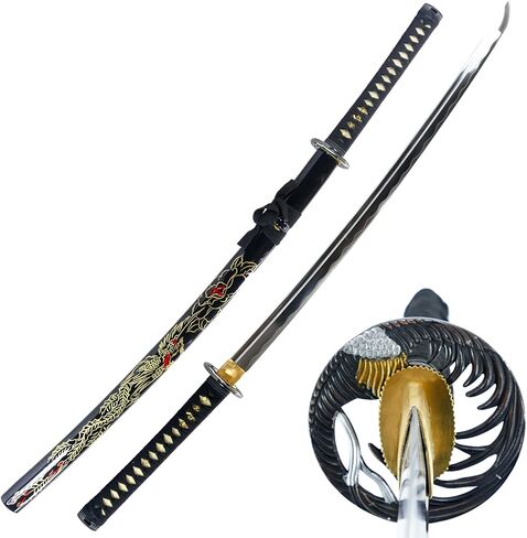 Makoto Hand Forged Razor Sharp 41" Black Samurai Katana Sword - Hand Painted High Gloss Black Scabbard in Saudi Arabia