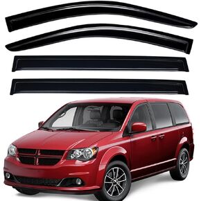 Lightronic WV94251 Outside-Mount Car Window Rain Guards Deflectors & Visors, Dark Smoke, 4-Pieces Set, Fits 2008-2018 Dodge Grand Caravan & for 2008-2016 Chrysler Town & Country