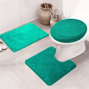 Bath Mat 2 Piece Memory Foam Cobblestone Bathroom Rug Set Soft Absorbent Anti-slip Toilet Shower Bath Rugs Rectangular Floor Mat Area Rug (Black)