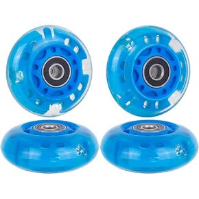 64mm Light Up Inline Skate Wheels 64mm L.E.D Glow Flash Skate Roller Blade Wheels Replacement with Bearings ABEC-9 for Kids Girls Boys and Beginners (4-Pack)