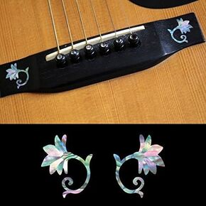 for Acoustic Guitar Bridge - Oriental Flowers (L&R Set) - Abalone Mix BS-219OF-MX