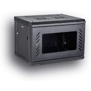 KENUCO 12U Wall Mount Rack Server Cabinet Data Network Enclosure 19-Inch Server Network Rack with Locking Glass Door 16-Inches Deep (Black 12U)