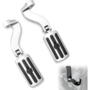 Passenger Footpeg Kit, Chrome and Rubber Footrest + Passenger Pegs Mounting for Harley 1993-2024 Touring Road Glide FLT, Electra Glide FLHT, FLHS, Road King FLHR, Street Glide models, Chrome