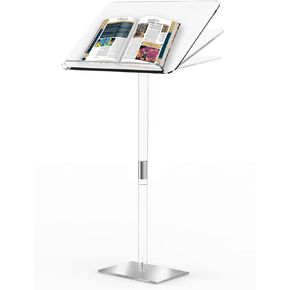 24' X 16'Acrylic Podium Stand,Clear Church Pulpit with Wide Reading Surface & Storage Shelf,Portable Pulpits for Churches,Weddings, Speeches,Auditorium, Classroom, Restaurants
