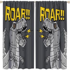 Cute Dinosaur Curtains, Colorful Cartoon Dinosaur Animal Print Rod Pocket Decorative Curtains for Kids Boys and Girls Bedroom Toy Room42X45 Inch