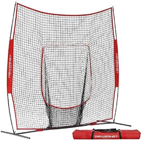 PowerNet 8x8 Practice Net | Huge Baseball Softball Hitting Pitching Net | Great for Teams | Hitting Pitching Batting Fielding Portable Backstop | Non-Tip Weighted Base