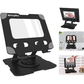 Tablet Stand with Makeup Mirror and Photo Frame,Suitable for iPad Tablet,Phone,E-Reader,Make-up and Display a Photo (Pink)